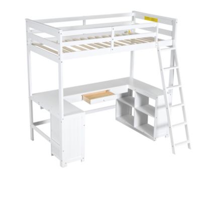 Streamdale Twin Loft Bed with Desk, Drawers & Shelves