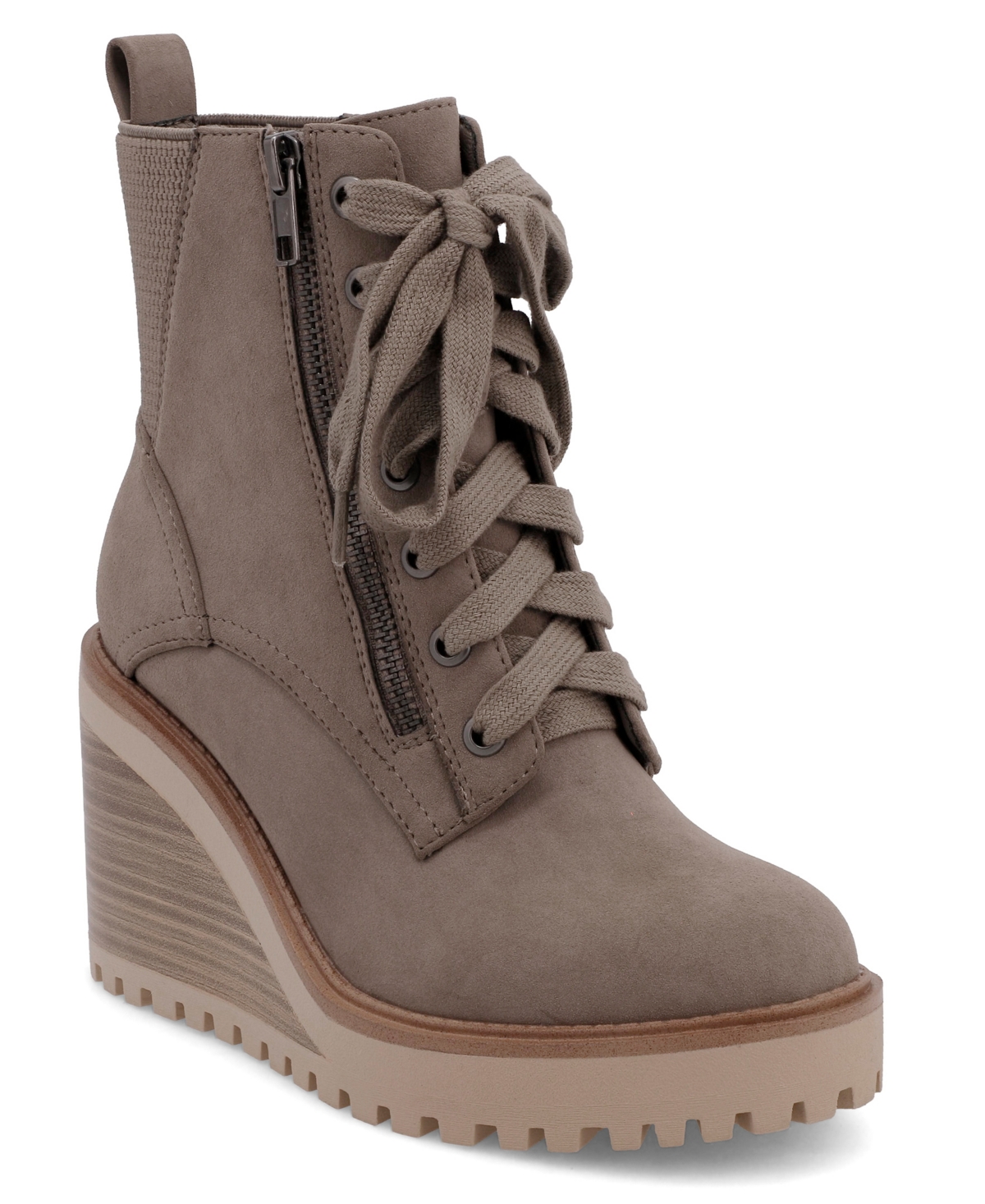 Mia Women's Cyan Lace Up Combat Wedge Booties