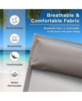 Khaki Outdoor Chaise Lounge Set - 2 Chairs