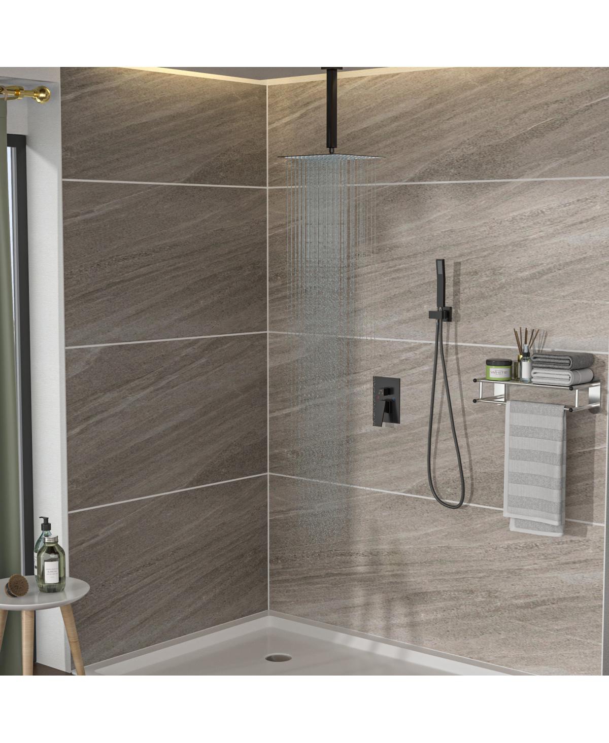 Streamdale Furniture Ceiling Shower Set - 10 Inch Square Shower Set, Dual Shower Heads, Oil Rubber Bronze - Oil-rubbed bronze