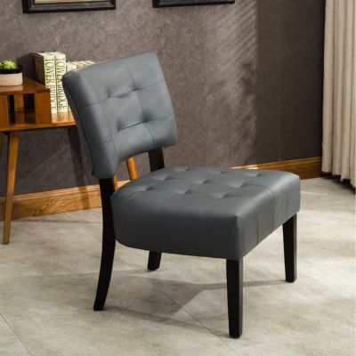 Blended Leather Tufted Accent Chair with Oversized Seating