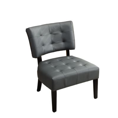 Blended Leather Tufted Accent Chair with Oversized Seating