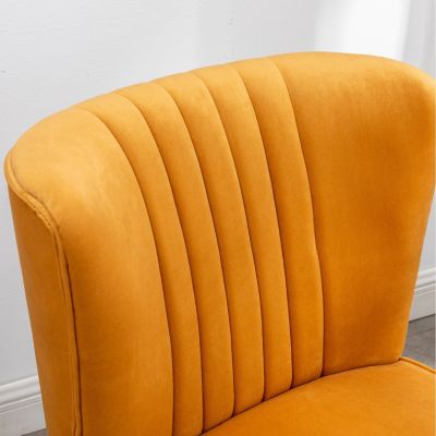 Contemporary Velvet Upholstered Accent Chair, Gold