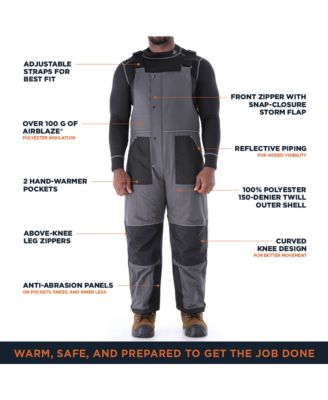 Men's ChillShield Insulated Bib Overalls - Lightweight, Water-Repellent, Durable Workwear for Cold Weather