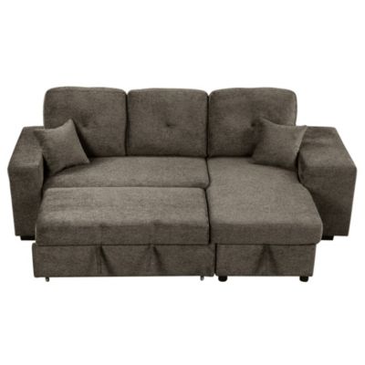  Knox Charcoal Sectional Sofa Bed with Storage Chaise