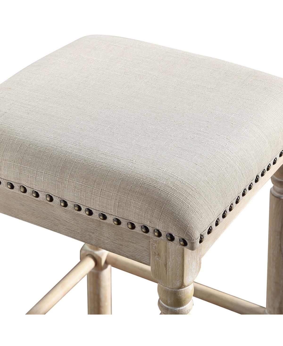 Streamdale Furniture Wood Upholstered Swivel Counter Height Stool, Set of 2,- Tan