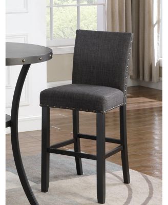 Fabric Bar Stools with Nailhead Trim, Set of 2, Grey