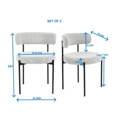 Streamdale Modern Round Boucle Dining Chairs, Set of 2, Black White