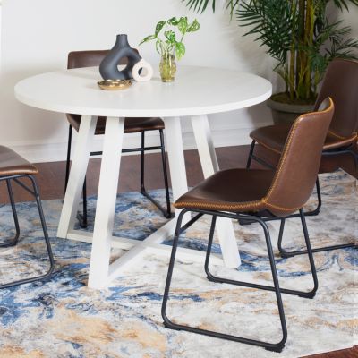 5-Piece Round Dining Set, Trestle Dining Table with 4 Stylish Chairs