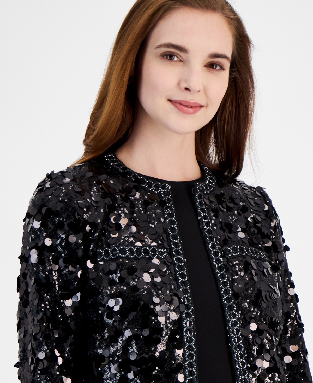 Anne Klein Women's Sequin Crewneck Jacket