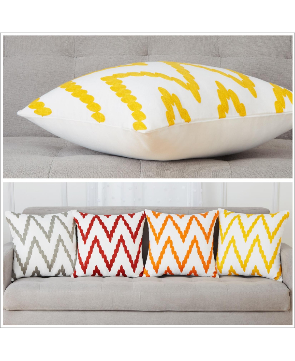 Caromio 2Pcs Chevron Embroidered Decorative Throw Pillow Covers 18