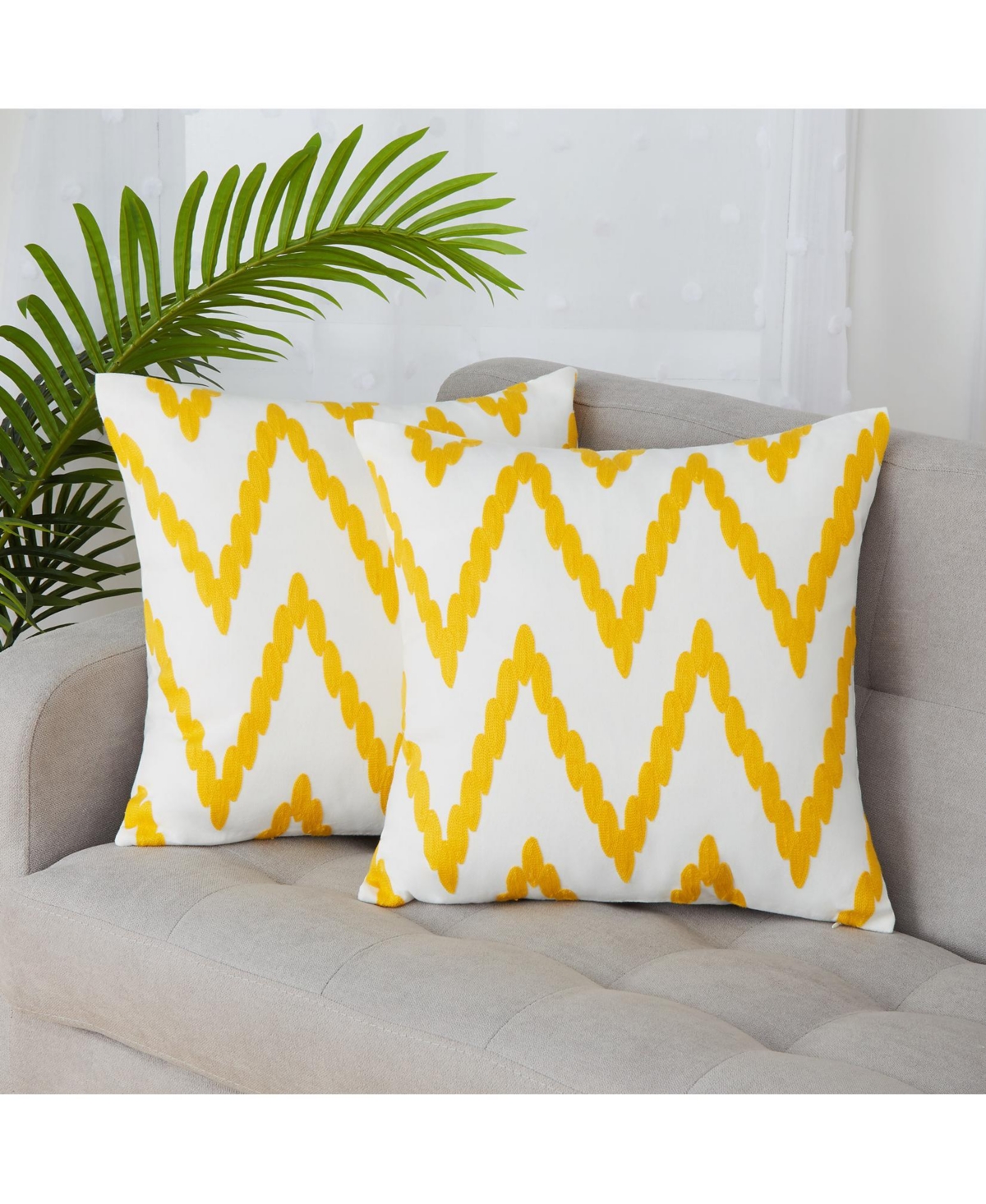 Caromio 2Pcs Chevron Embroidered Decorative Throw Pillow Covers 18