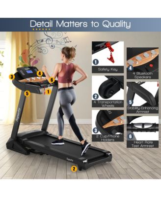 3.75HP Electric Folding Treadmill W/Auto Incline 12 Program APP Control