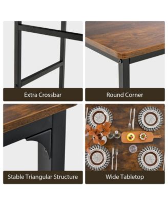 4 Pieces Rustic Dining Table Set with 2 Chairs and Bench