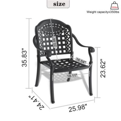 Streamdale Aluminum Stacking Armchair with Cushions, Weight Capacity 350lbs