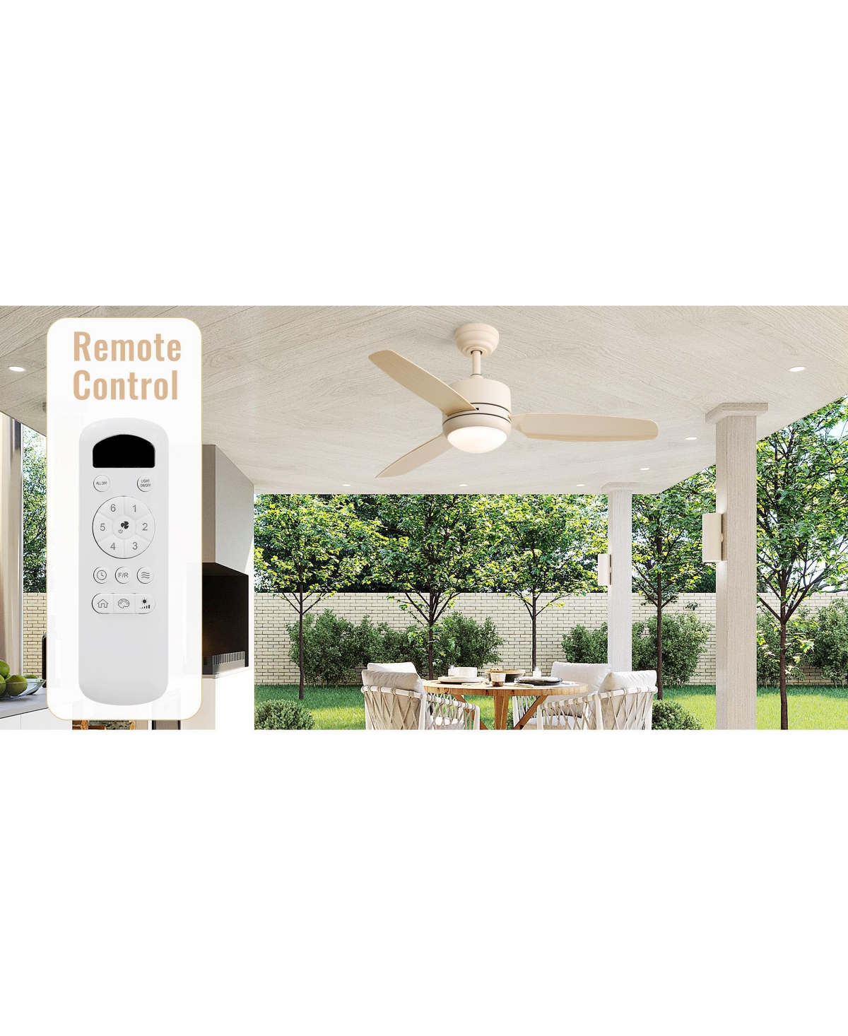 Sofucor Ceiling Fan with Lights & Remote, 18W Tri-Color Dimmable Light, Memory Function