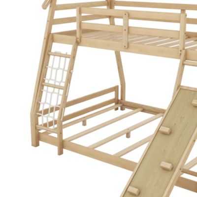 Streamdale Twin Over Queen House Bunk Bed With Climbing Nets And Climbing Ramp