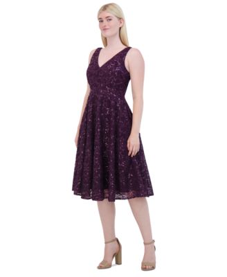 Women's Sequin Soutache Sleeveless A-Line Dress