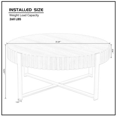 Streamdale Modern Wood Coffee Table with Stainless Steel Pedestal Base