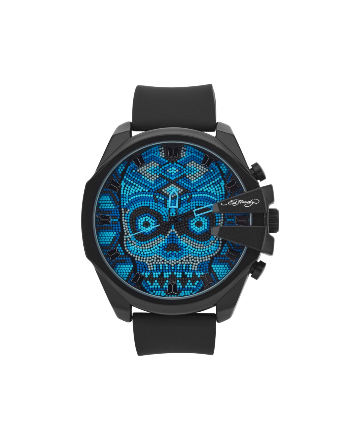 Men's Matte Black Silicone Strap Analog Watch 53mm - Black/Blue