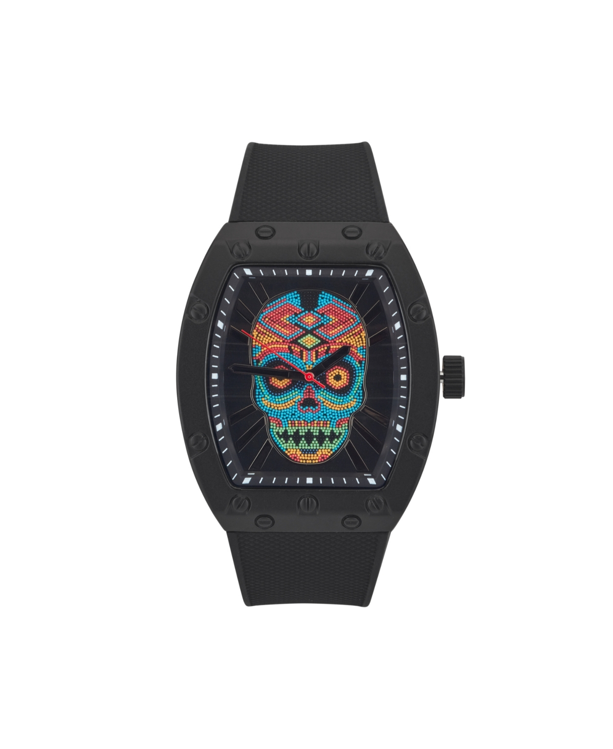 Men's Matte Black Silicone Strap Analog Watch 53mm - Black/Multi