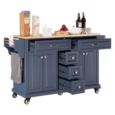 Cambridge Natural Wood Top Kitchen Island with Storage