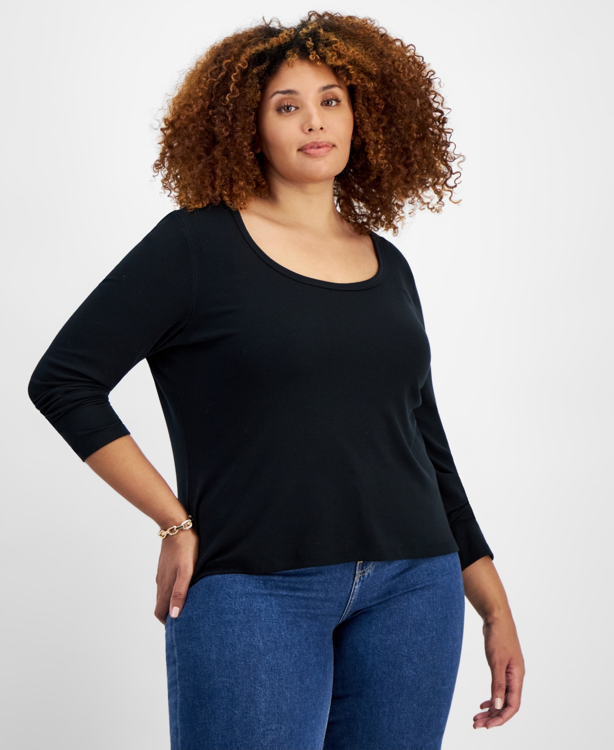 On 34th Trendy Plus Size Scoop-Neck Top, Created for Macy's