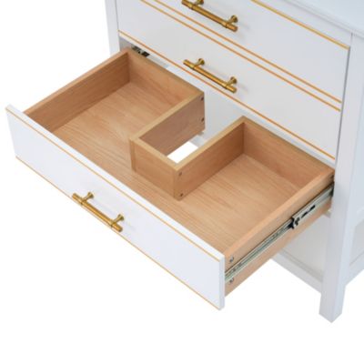 Streamdale White Bathroom Vanity with Modern Open Storage and Drawers (30 Inch)