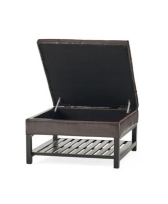 Finn Bonded Leather Ottoman With Storage And Rack