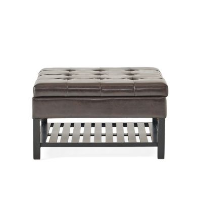Finn Bonded Leather Ottoman With Storage And Rack