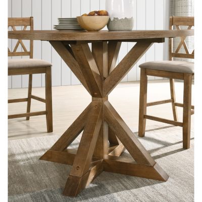 Windvale Cross-Buck Wood 5-Piece Counter Height Dining Set, Tan
