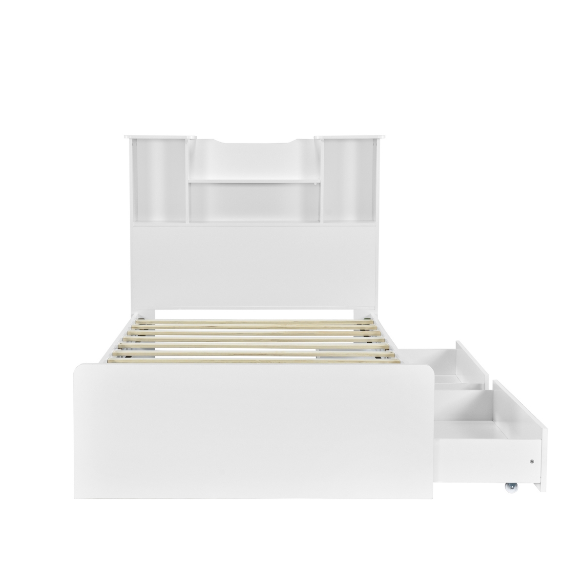 Streamdale Furniture Size Storage Platform Bed Frame With 4 Open Storage Shelves And 2 Storage Drawers, Led Light