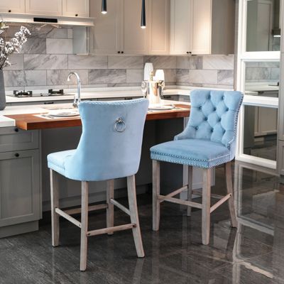Handcrafted Velvet Barstools with Supportive Backrest