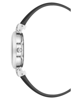 Women's Quartz Black Classic Leather and Silver-Tone Alloy Metal Strap Watch, 28mm