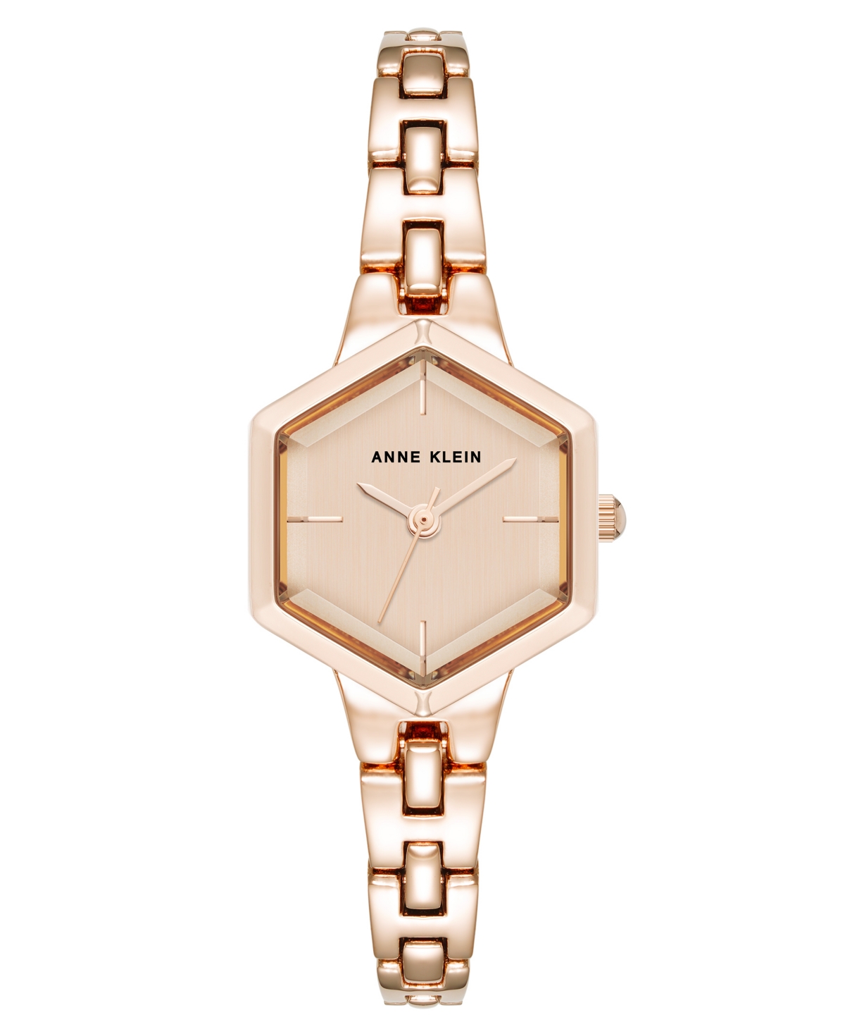 Women's Quartz Petite Hexagonal Rose Gold-Tone Alloy Metal Bracelet Watch, 21mm - Rose Gold-Tone