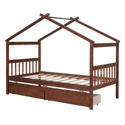 Streamdale Twin Size Wooden House Bed With Drawers