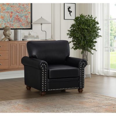 Living Room Sofa Single Seat Chair With Wood Leg Faux Leather