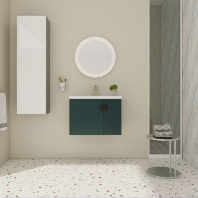 + 1 Pc. + Ceramic + Soft-Close Doors + Wall-Mounted Vanity