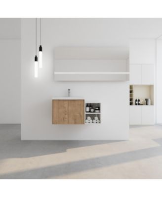 Wall-Mounted Vanity with Soft-Close Doors and Storage Shelves