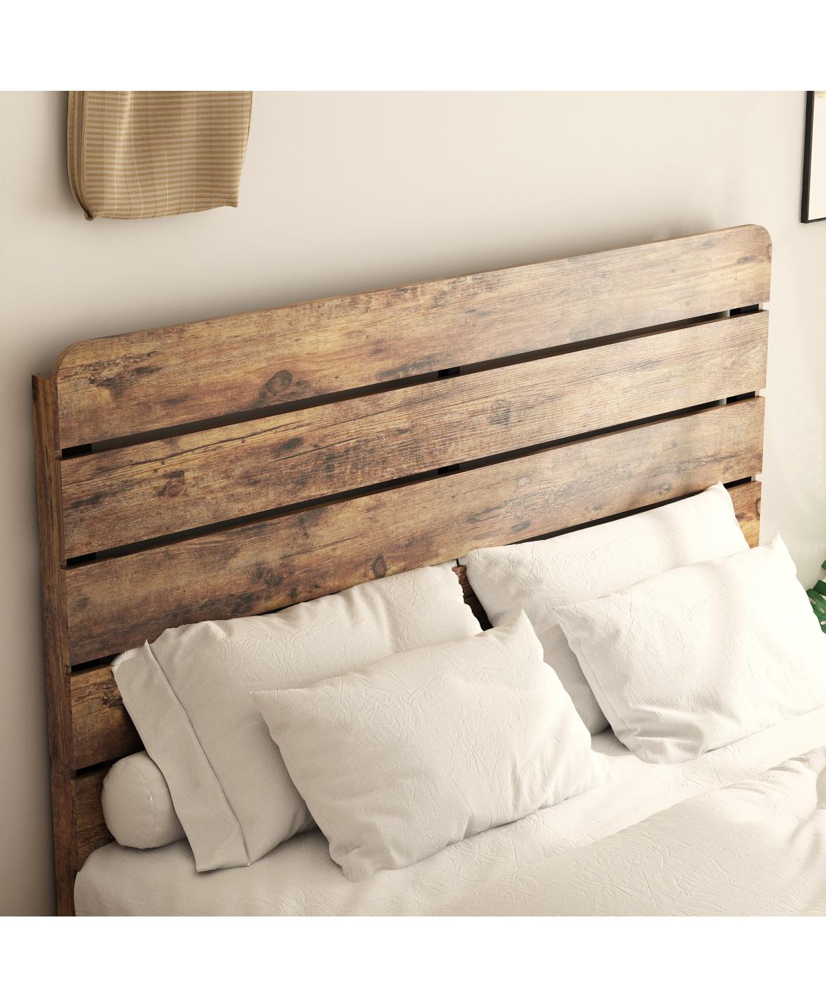 Streamdale Furniture Size Wood Platform Bed Frame with Storage - Dark brown