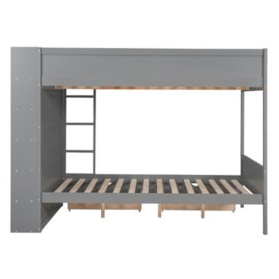 Streamdale Full Over Full Bunk Bed With 2 Drawers And Multilayer Cabinet