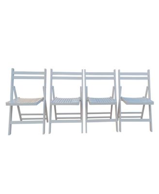  Foldable Slatted Wood Event Chair Set (4)