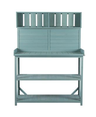 Large Rustic Outdoor Potting Bench with 4 Shelves, Green