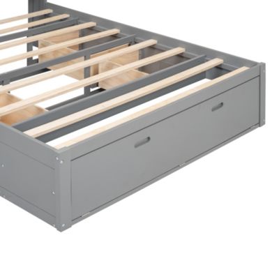 Queen Platform Bed with Storage Headboard and Drawers