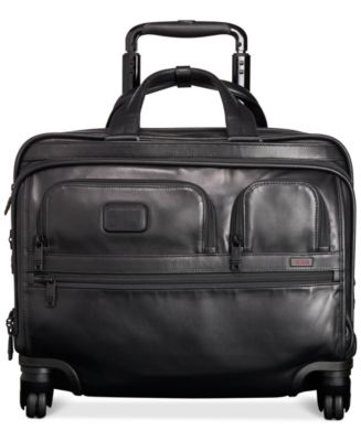 Tumi Alpha Leather Deluxe Spinner Laptop Briefcase Macy s