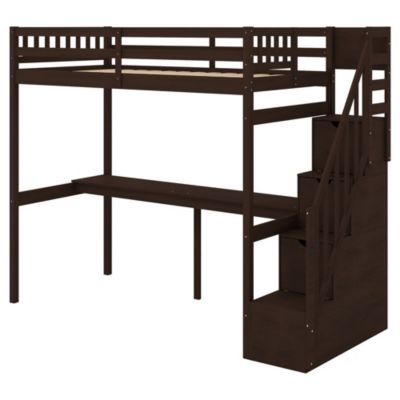 Streamdale Twin Size Loft Bed With Storage Staircase And Built-In Desk