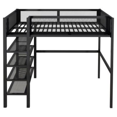 Streamdale Full Size Metal Loft Bed With 4-Tier Shelves