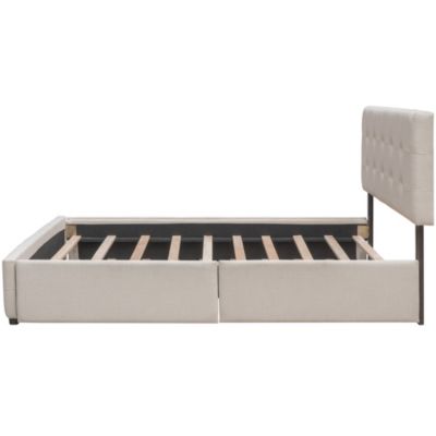 Streamdale Queen Upholstered Platform Bed with Twin XL Trundle and Drawers