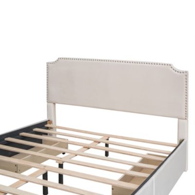 Streamdale Upholstered Platform Bed with Studded Headboard and Drawers