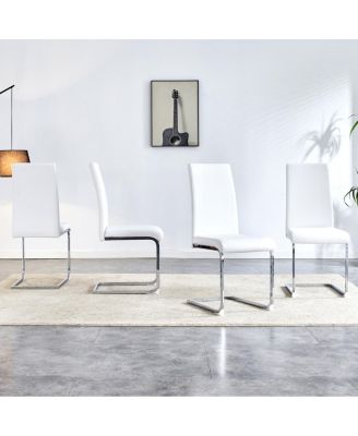 PU Leather Dining Chairs, Set of 4, White